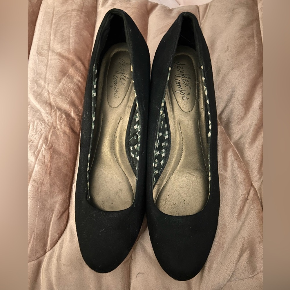 Black Faux Suede Wedges
